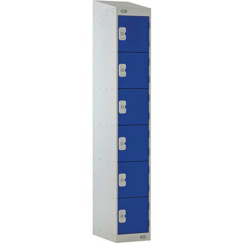 6 Door Metal Storage Locker - Hasp/Cam Locks - Sloped Top - Nestable