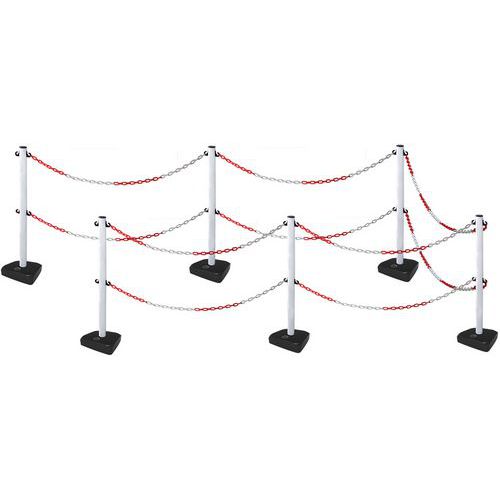 Double-chain post on base - 6-post kit - Manutan Expert