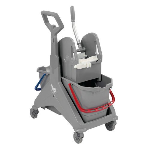Nickita cleaning trolley with 2x15-l buckets and storage box - TTS