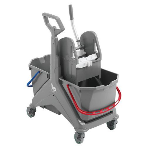 Nickita cleaning trolley with 2x25-l buckets and storage box - TTS