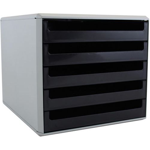 Eco desk filing module with five drawers - Black and grey - Sign
