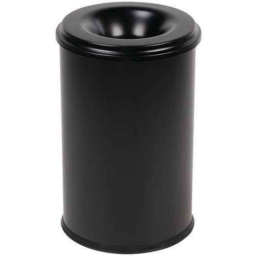 Metal Waste Bin - Fire Retardant - 20-110l - Black Or Grey - Manutan Expert