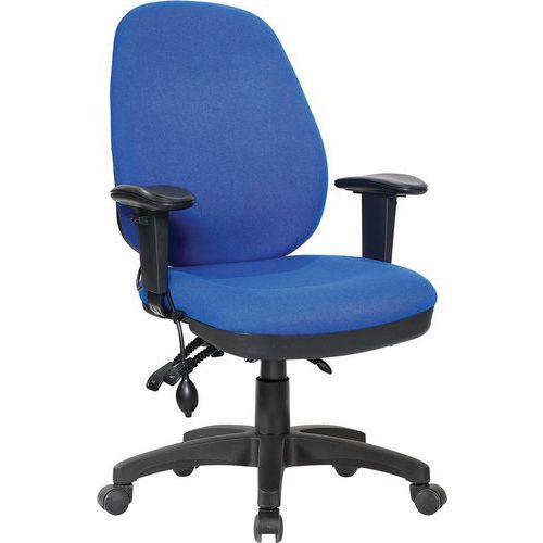 Ergonomic Operator High Back Office Chair -Black/Blue Fabric- Harrison