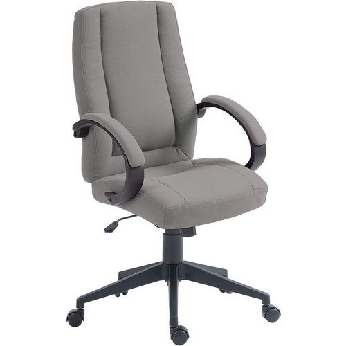 Office Chair -High Back -Black, Blue & Grey Fabric - Armrests - Dorset