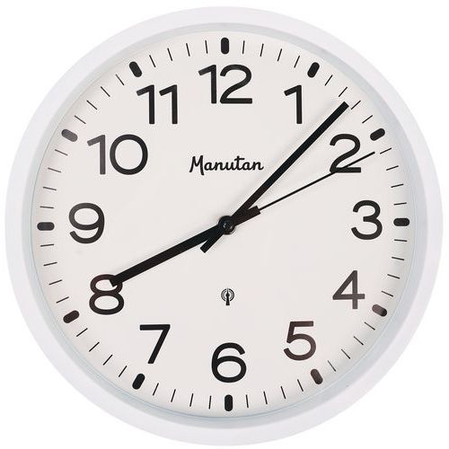 Radio-controlled analogue wall clock, dia. 30 cm - Manutan