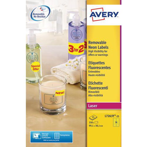 Avery repositionable fluorescent labels - Laser printing