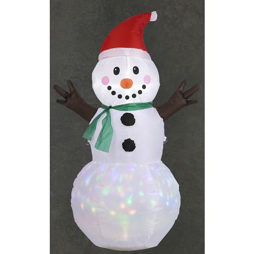 LED-illuminated inflatable snowman