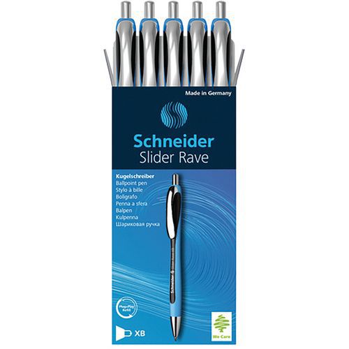 Slider Rave XB ballpoint pen - Blue/black - Pack of five - Schneider