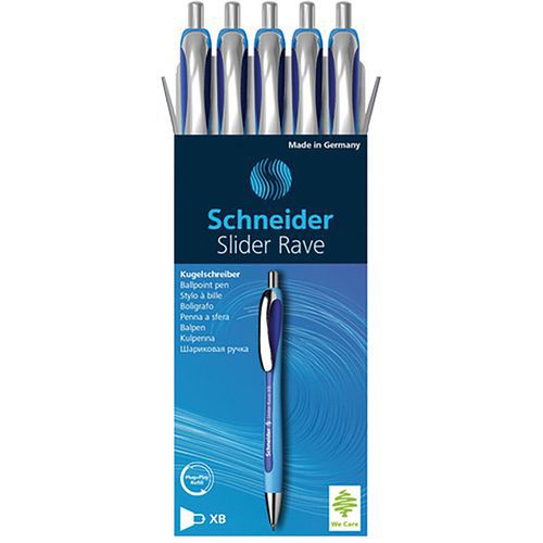 Slider Rave XB ballpoint pen - Blue/blue - Pack of five - Schneider