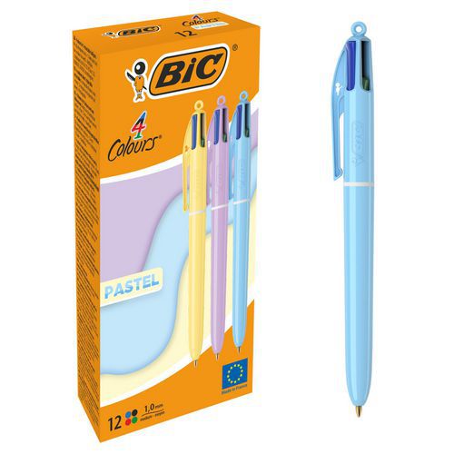 BIC 4 Colours Pastel ballpoint pen - Pastel body in 3 assorted shades - BIC