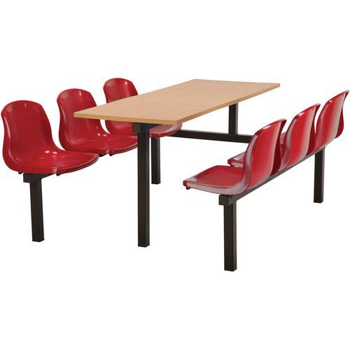 Modular Canteen Table - One-Way Access - 6 Seats