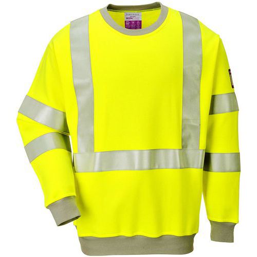 Flame-Resistant Hi-Vis Yellow CE-CAT3 Sweatshirt - S-XXXL -Portwest UK