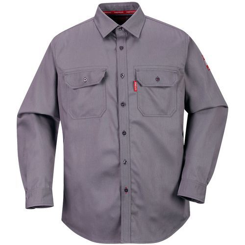Grey Static/Flame Resistant Long Sleeve Work 88/12 Shirt - Portwest UK