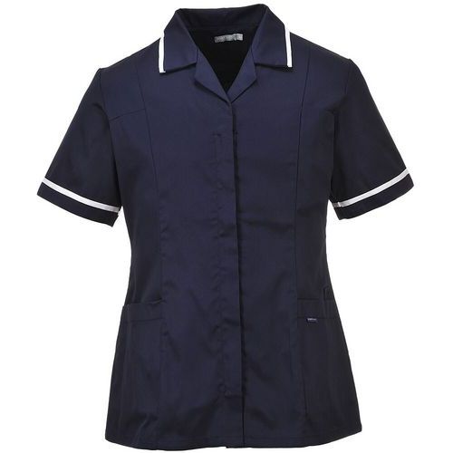 Navy Blue Women's Medical Tunics - S-XXXL - White Piping - Portwest