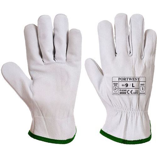 Light Grey Leather Driving Gloves - Size 8-11 - Portwest UK