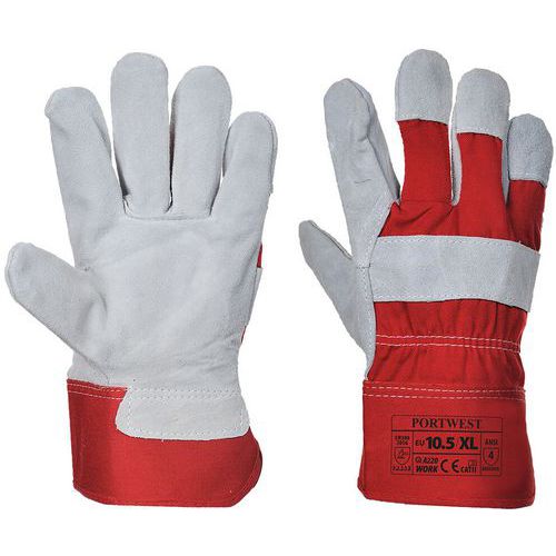 Grey/Red Leather Rigger Safety Gloves - Size 8/11 - Portwest UK