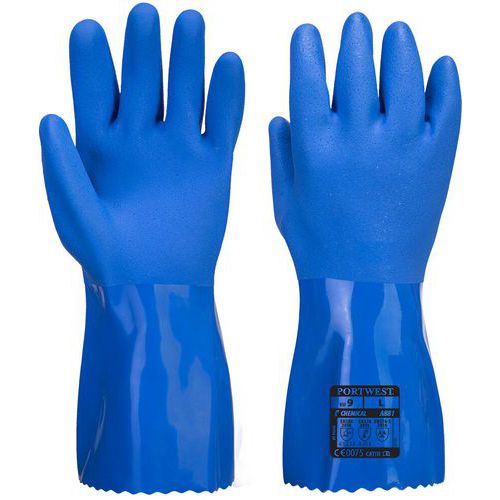 PVC Chemical Protection Gauntlet/Gloves - Size 7-11 - Portwest UK