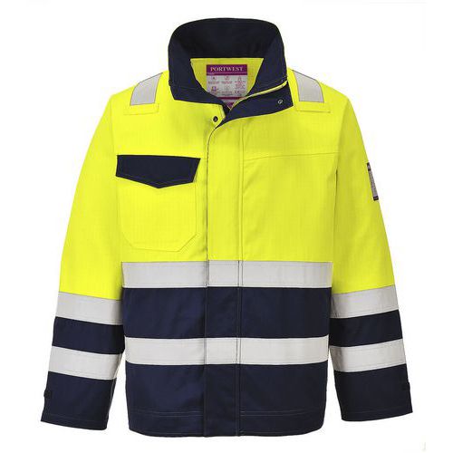 Hi-Vis Yellow/Blue Fire Resistant Work Jacket - Small-XXL -Portwest UK