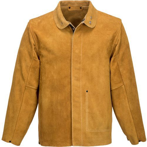 Tan Cowhide Leather Welding Workwear Jacket - Medium-XXXL -Portwest UK Tan Cowhide Leather Welding Workwear Jacket - Medium-XXXL -Portwest UK