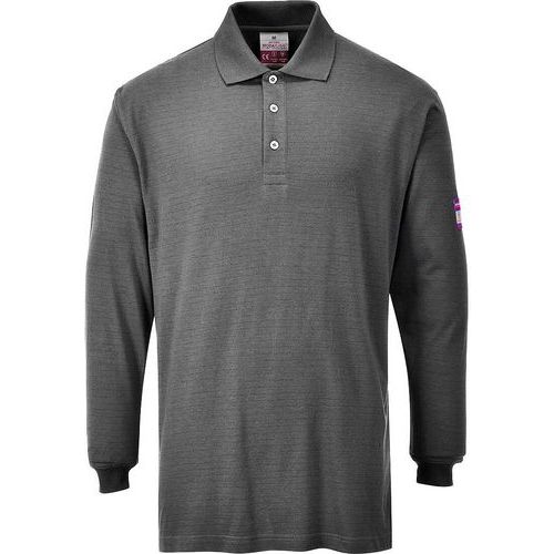 Grey Warm Flame/Static Resistant Long Sleeve Polo Shirt - Portwest UK