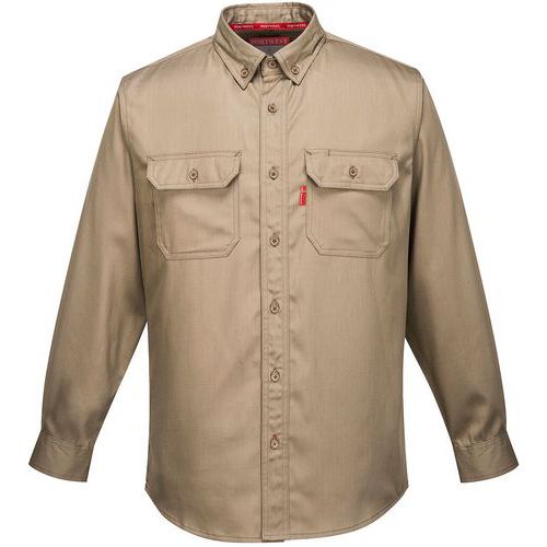 Brown Static/Flame Resistant Long Sleeve Work 88/12 Shirt -Portwest UK