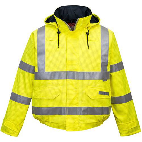 Yellow Hi-Vis Rain/Static/Fire Resistant Bomber Jacket - Portwest UK