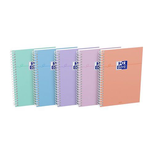 Smart spiral-bound notebook - 160 pages - 105 x 148 - 5/5 sq - Assorted Pastel - Oxford