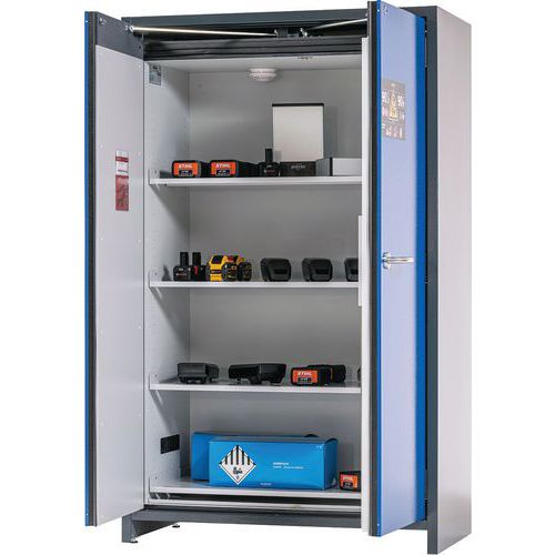 Wide Lithium Ion Battery Charging 3-6 Shelf Fireproof Cabinet + Alarm