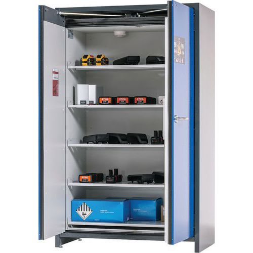 Wide Lithium Ion Battery Charging 3-6 Shelf Fireproof Cabinet + Alarm