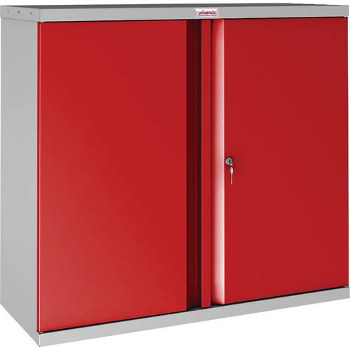 Phoenix SCL Metal Cupboard - 1-4 Shelves - Grey Red Or Blue - Key Lock