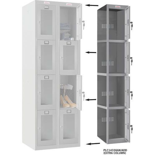 Phoenix PLC Grey Clear Door Lockers - 1-4 Compartments - Key Locking