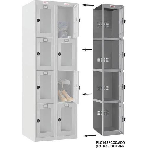 Phoenix Grey Lockers - Clear View Door - 1-4 Doors - Combination Lock