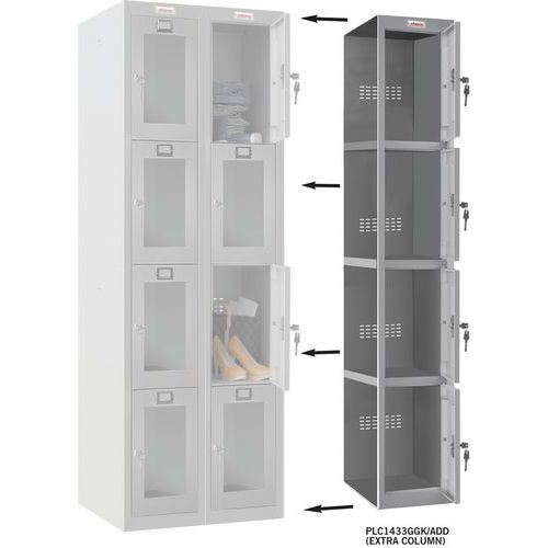 Phoenix PLC Grey Clear Door Lockers - 1-4 Compartments - Key Locking