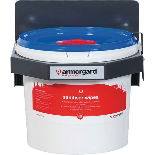 Tub of 500 Disinfectant Wipes & Free Wall Bracket - Armorgard Tub of 500 Disinfectant Wipes & Free Wall Bracket - Armorgard