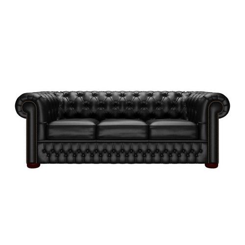 Low-Backed Antique Leather Sofa - 3 Person - Reception Chairs - Teknik