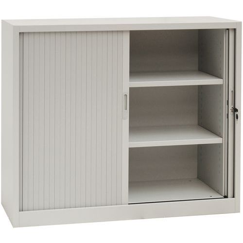 Tambour Door Metal Cupboards - 2 Shelf - HxW 1050x1200mm - Manutan