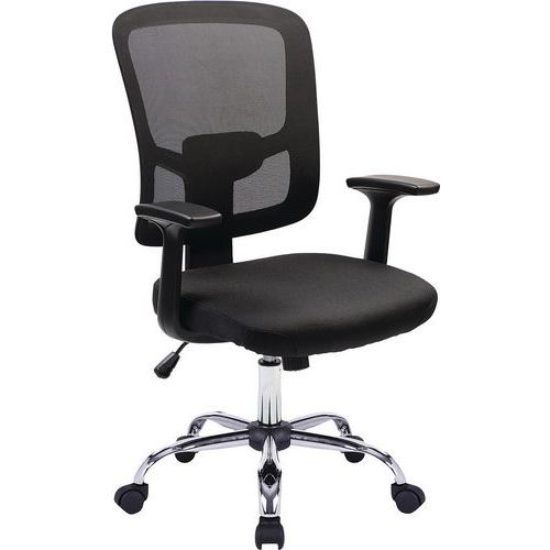 Black Mesh Office Chair - T Shaped Arms - Crusader - Eliza Tinsley