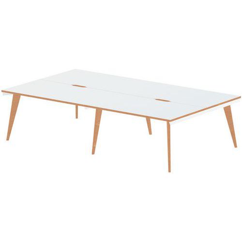 White Boardroom Table - Wooden Edges - For 2 To 6 People - Oslo