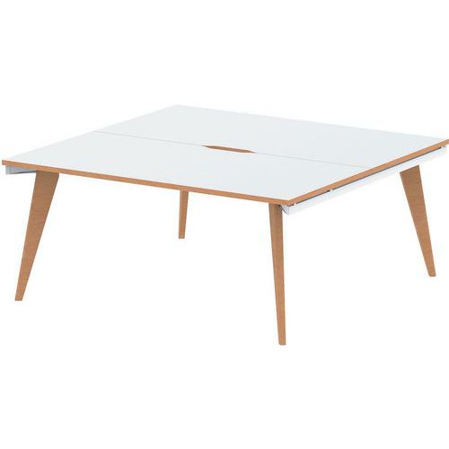 White Boardroom Table - Wooden Edges - For 2 To 6 People - Oslo