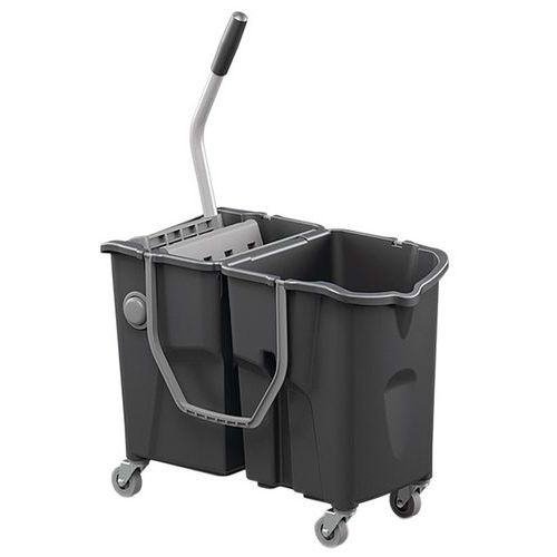 Cleaning trolley with 2x15-l buckets and flat press - Manutan