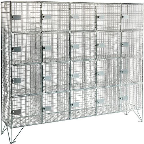 Wire Mesh Lockers - 12-20 Lockable Storage Boxes With Doors - AMP Wire