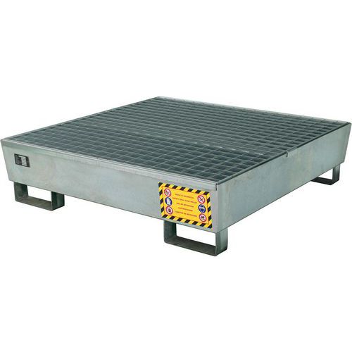 Galvanised Nestable Storage Steel Spill Pallet - 1-4 Drums - Justrite