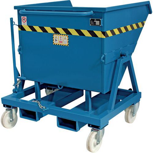 Blue Roll Forward/Tipping Skips on Wheels - 285L to 750L - Justrite