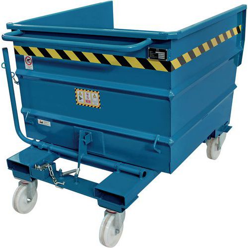 Blue Roll Forward/Tipping Skips on Wheels - 285L to 750L - Justrite