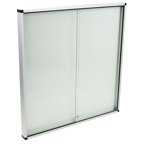Two-door indoor enclosed bulletin board - Aluminium back - Manutan Expert