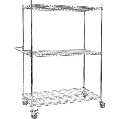 Chrome Food-Safe 4 Shelf Trolley - Medical/Hygienic Industrial Trolley