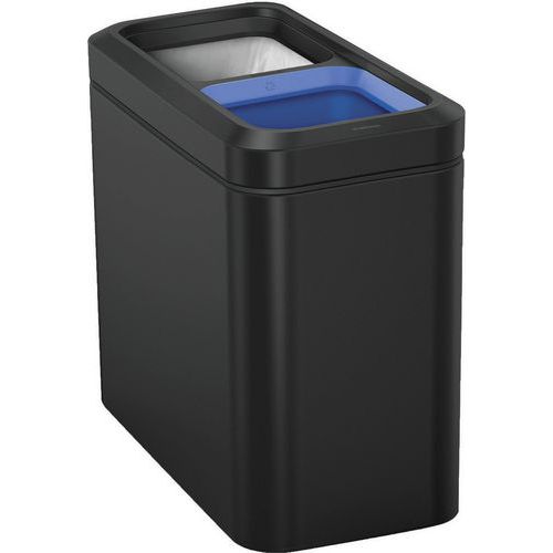 Simplehuman 20L Slim Office Open Double Recyle Bin - Matte Black Metal Simplehuman 20L Slim Office Open Double Recyle Bin - Matte Black Metal