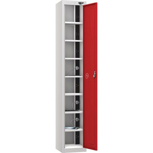Powered Tablet Charging Locker - 1 Door 8 Tiers & 3-Pin Plug - Pure