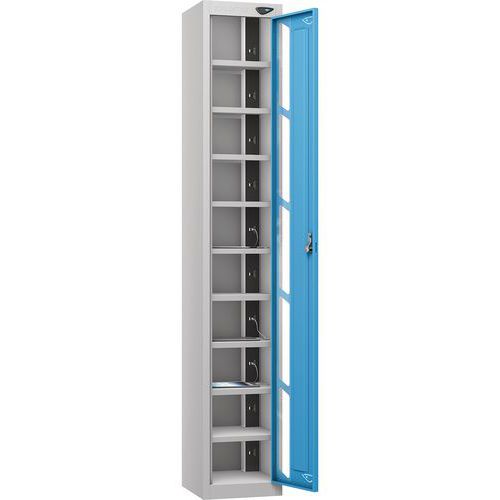 Powered Tablet Charging Locker - 1 Vision Door 10 Tiers & 2-USB - Pure