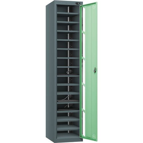 Powered Laptop Locker - 1 Vision Door 15 Tiers & 3-Pin Plug - Pure